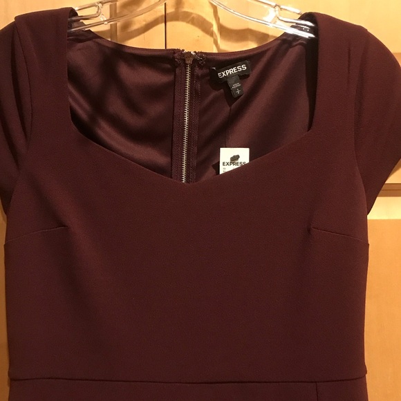 New Express Rich Burgundy Midi Dress. - Picture 3 of 7